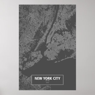 New York City, New York (weiß auf schwarz) Poster