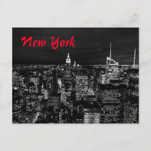 New York City Night Black & White Postkarte