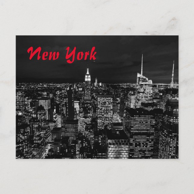 New York City Night Black & White Postkarte (Vorderseite)