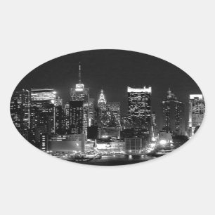 New York City Night Ovaler Aufkleber