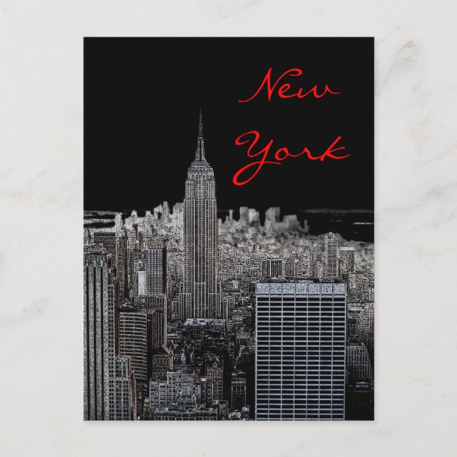 New York City Night Pop Art Script Postcard Postkarte (Vorderseite)