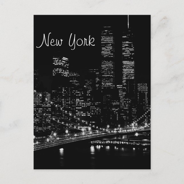 New York City Night Postcard Postkarte (Vorderseite)