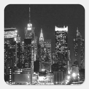 New York City Night Quadratischer Aufkleber