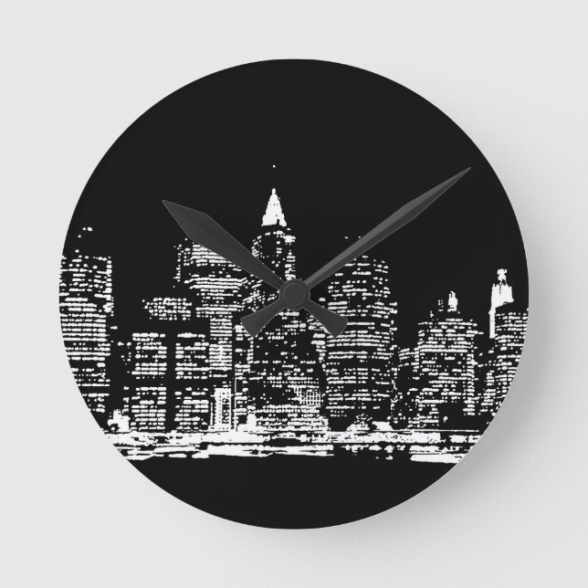 New York City Night Runde Wanduhr (Vorderseite)