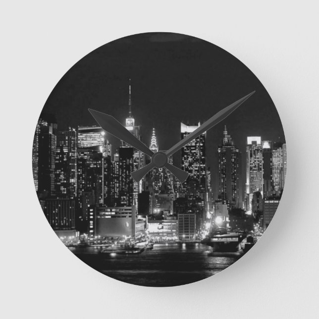 New York City Night Runde Wanduhr (Vorderseite)