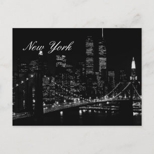 New York City Night Script Postcard Postkarte