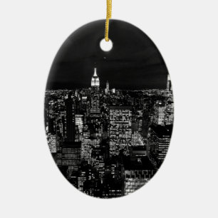 New York City Night Skyline Keramik Ornament