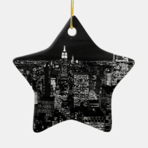 New York City Night Skyline Keramikornament