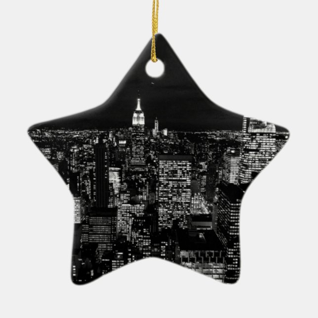 New York City Night Skyline Keramikornament (Vorne)
