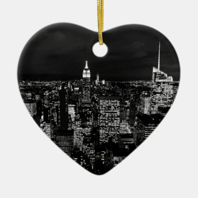 New York City Night Skyline Keramikornament (Vorne)