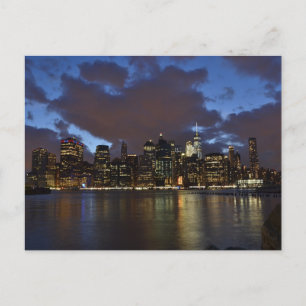 New York City Night Skyline Postkarte