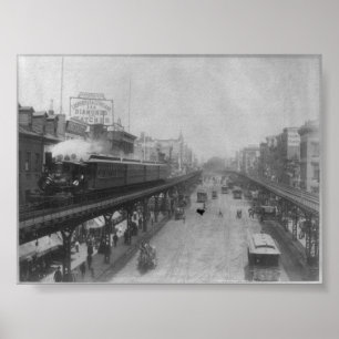 New York City NY Aufgehobener Eisenbahnzug Poster