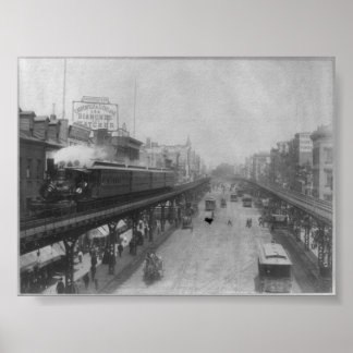 New York City NY Aufgehobener Eisenbahnzug Poster
