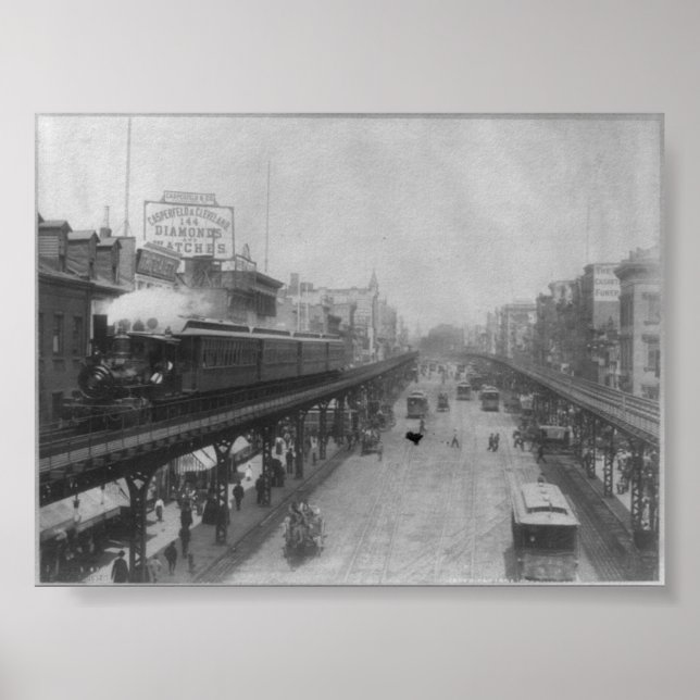 New York City NY Aufgehobener Eisenbahnzug Poster (Vorne)