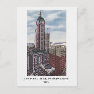 New York City NY, The Singer Building alte Postkar Postkarte