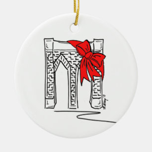 New York City NYC Brooklyn Bridge Bow Weihnachten Keramikornament