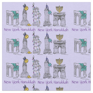 New York City NYC Chanukah Hanukkah Fabric Stoff