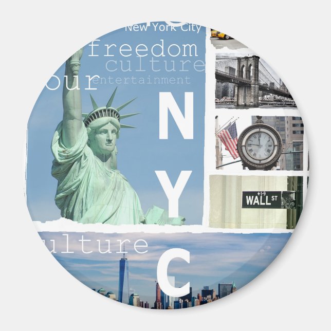 New York City Nyc Elegant Modern Template Circle Magnet (Vorne)