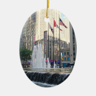 New York City NYC Fountain Sixth Avenue Photograph Keramik Ornament