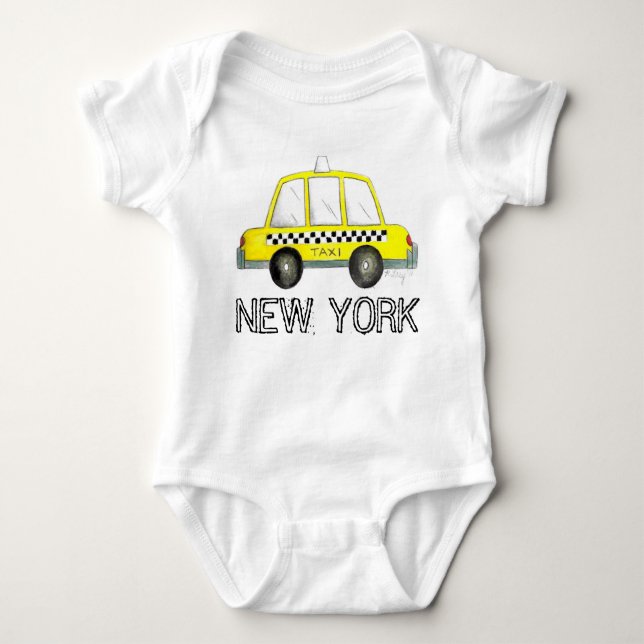 New York City NYC Gelbes Taxi Karokerwagen Baby Strampler (Vorderseite)