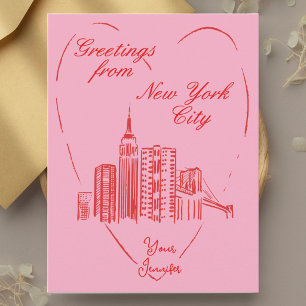 New York City NYC handgemalte Gruß-Postkarte Postkarte