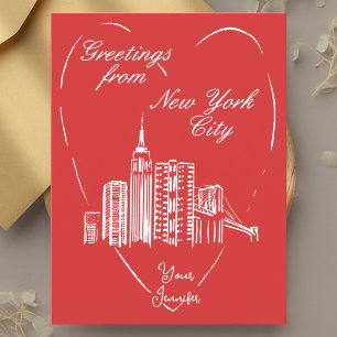 New York City NYC handgemalte Grußpostkarte Postkarte
