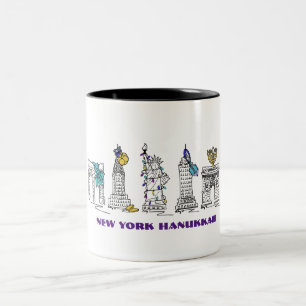 New York City NYC Happy Hanukkah Chanukah Holiday Zweifarbige Tasse