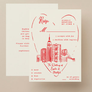 New York City NYC Hochzeit RSVP Beilage Karte