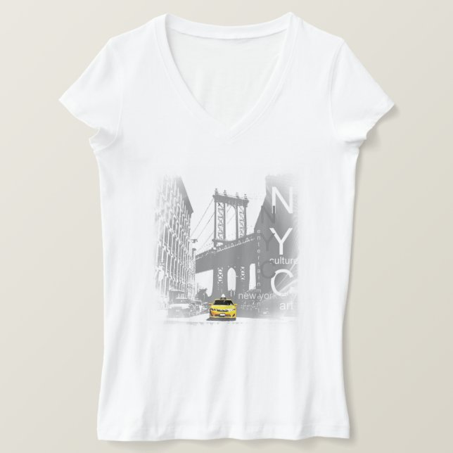 New York City Nyc Living Yellow Taxi Pop Art T-Shirt (Design vorne)