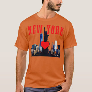 New York City NYC NY Skyline Statue of Liberty Hea T-Shirt