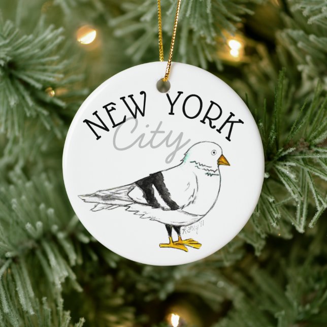 New York City NYC Pigeon Bird Seagull Keramik Ornament (Baum)