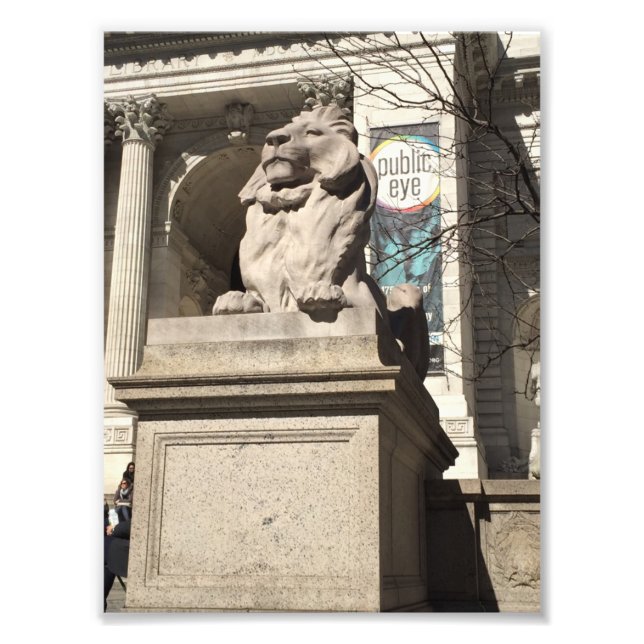 New York City NYC Public Library Lion Statue Fotodruck (Vorne)