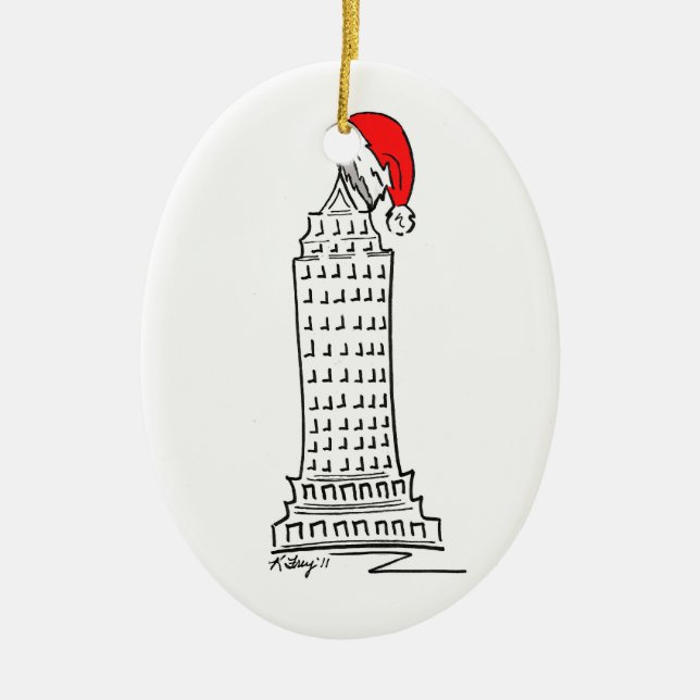 New York City NYC Santa Claus Weihnachten Wolkenkr Keramikornament (Vorne)