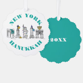 New York City NYC Sehenswürdigkeiten Hanukkah Holi Ornament Karte