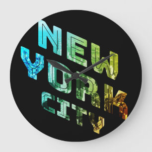New York City NYC Skyline Downtown Manhattan Metro Große Wanduhr