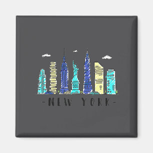 New York City Nyc Skyline Ny Aquarell-Souvenir G Magnet