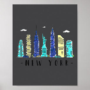 New York City Nyc Skyline Ny Aquarell-Souvenir G Poster