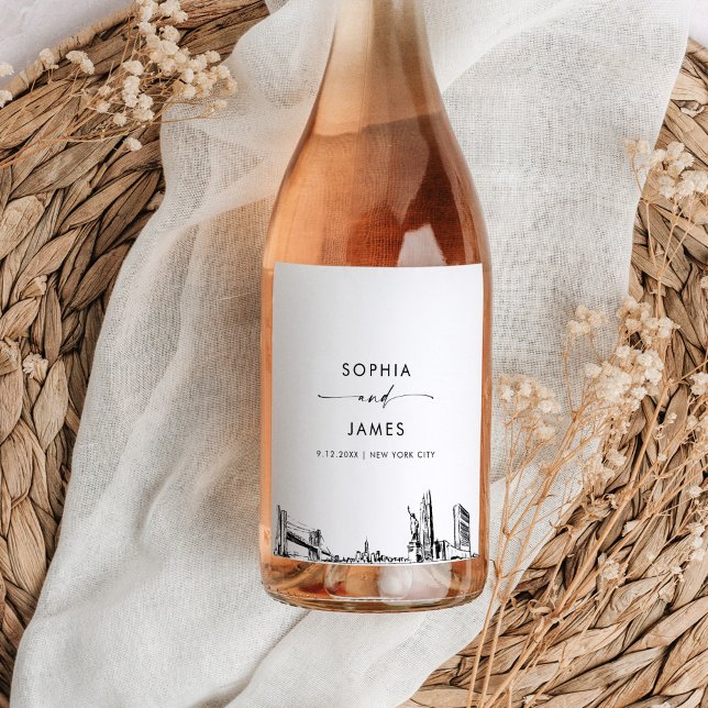 New York City NYC Skyline Weinetikett (Von Creator hochgeladen)