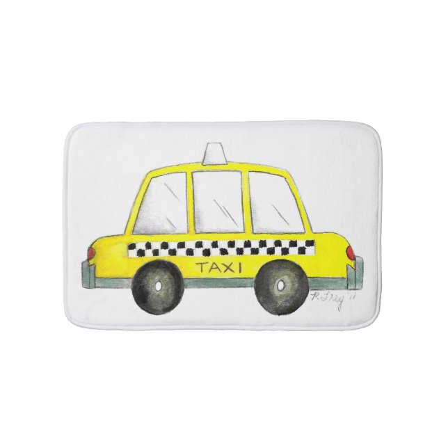 New York City NYC Yellow Checkered Taxi Car Car Ca Badematte (Vorderseite)