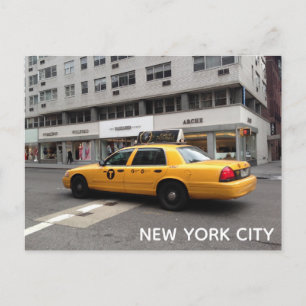 New York City NYC Yellow Checkered Taxi Car Car Ca Postkarte