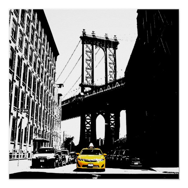 New York City Nyc Yellow Taxi Brooklyn Bridge Poster (Vorderseite)