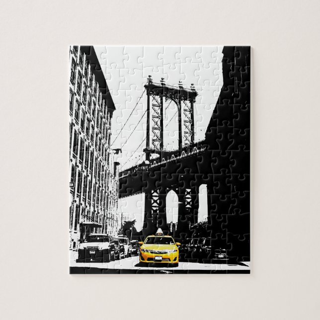 New York City Nyc Yellow Taxi Brooklyn Bridge Puzzle (Vertikal)