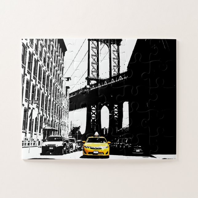 New York City Nyc Yellow Taxi Brooklyn Bridge Puzzle (Horizontal)