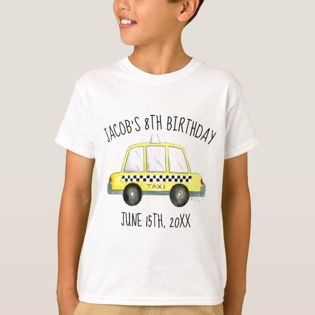 New York City NYC Yellow Taxi Cab Birthday Party T-Shirt (Vorderseite)