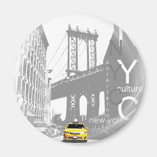 New York City Nyc Yellow Taxi Pop Art Magnet (Vorne)