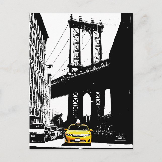 New York City Nyc Yellow Taxi Pop Art Postkarte (Vorderseite)