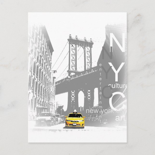 New York City Nyc Yellow Taxi Pop Art Postkarte (Vorderseite)