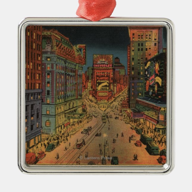 New York City, NYNight Ansicht des Times Square Ornament Aus Metall (Vorne)