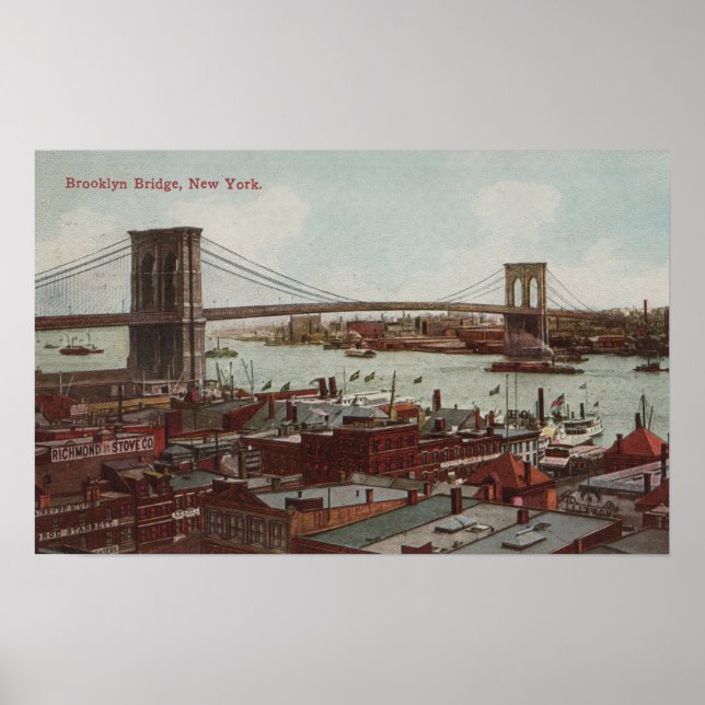 New York City, NYView von der Brooklyn Bridge Poster (Vorne)
