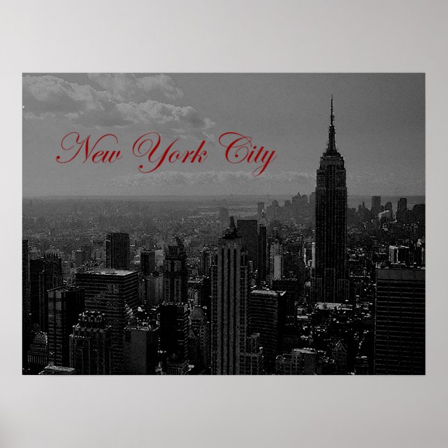New York City Old Script Poster Print (Vorne)